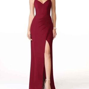 Azazie Strapless Burgundy Dress
